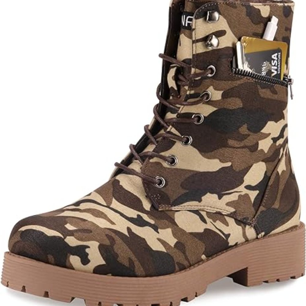 CINAK Military Combat Booties for Women- Comfort Outdoor Waterproof Zipper Marti - Picture 3 of 8